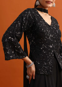 Black Sequins Palazzo Set With Dupatta