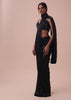 Black Shimmer Pre-Stitched Saree In Sequins With Ready Blouse