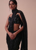 Black Shimmer Pre-Stitched Saree In Sequins With Ready Blouse