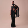 Black Shimmer Pre-Stitched Saree In Sequins With Ready Blouse