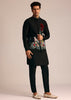 Black Silk Indo Western Set With Resham Embroidery
