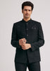 Black Silk Jodhpuri Suit With Floral Motifs And Cut Dana Work
