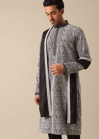 Black Silk Kurta Set With Dupatta