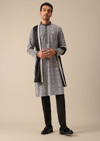 Black Silk Kurta Set With Dupatta