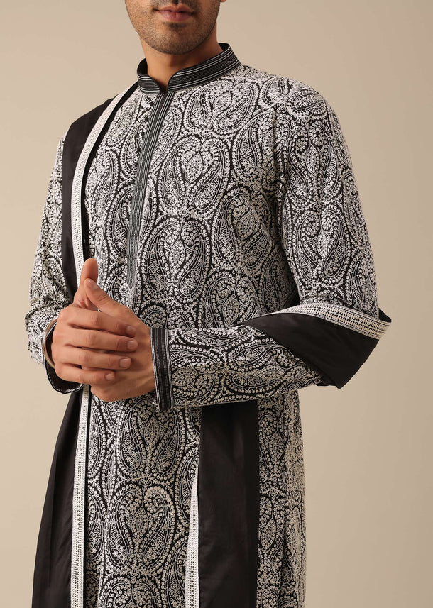 Black Silk Kurta Set With Dupatta