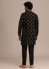 Black Silk Resham Embroidered Kurta Jacket Set
