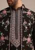 Black Silk Resham Embroidered Kurta Jacket Set