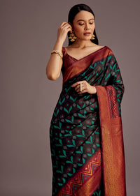 Black Silk Zari Woven Saree