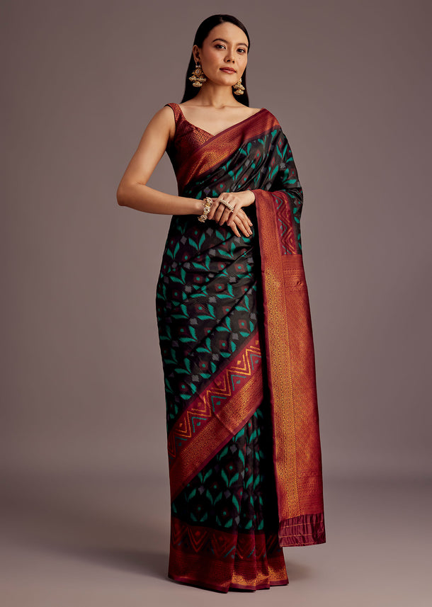 Black Silk Zari Woven Saree