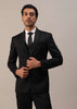 Black Terry Rayon Tuxedo Set With Cut Work Embroidery