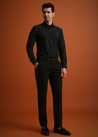 Black Tuxedo Set With Pocket Square And Bow