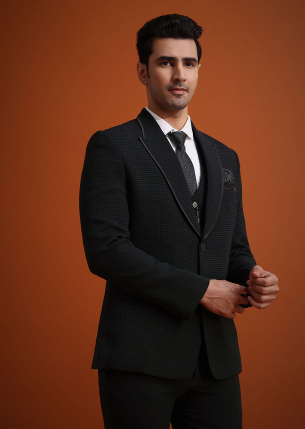 Black Tuxedo Set With Pocket Square