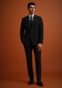 Black Tuxedo Set With Pocket Square