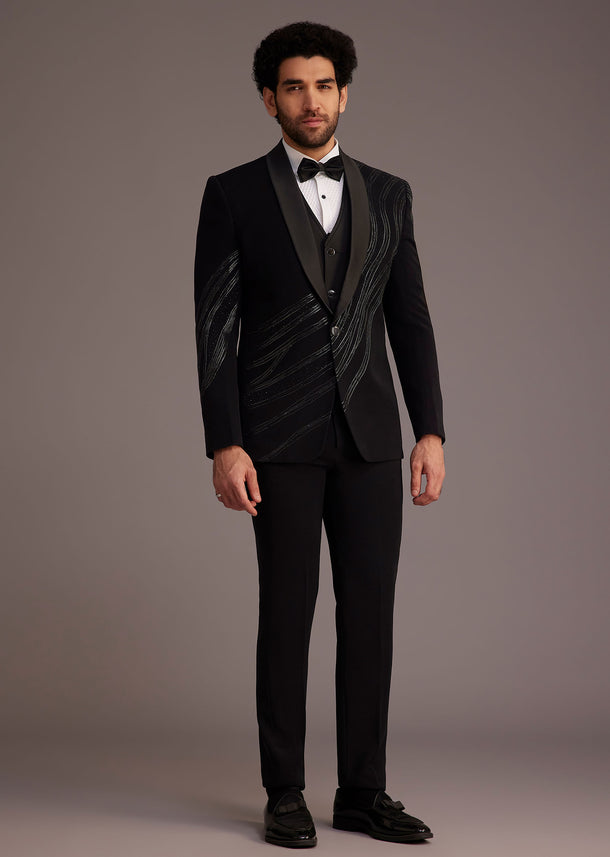 Black Tuxedo With Embellished Swirl Detailing