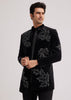 Black Velvet Indo Western Set With Abstract Motif And Cut Dana Work