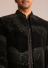 Black Velvet Indo Western Set With Zardosi Detailing