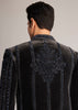 Black Velvet Indowestern Set With Cut Dana Embellishment