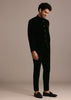 Black Velvet Jodhpuri Set with Pocket Square