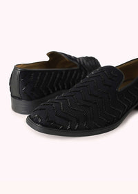 Black Velvet Juttis With Cutdana Work