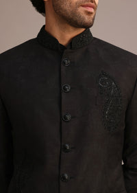 Black Zari Sequin Work Jodhpuri Set