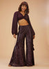 Wine Purple Palazzo And Crop-Top Set