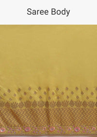 Blonde Yellow Banarasi Saree In Cotton Silk With Weaved Buttis And Mesh Pattern On The Border Online - Kalki Fashion