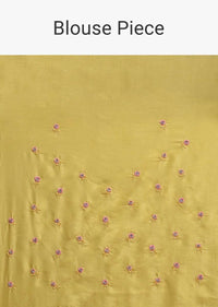 Blonde Yellow Banarasi Saree In Cotton Silk With Weaved Buttis And Mesh Pattern On The Border Online - Kalki Fashion