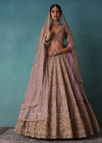 Bloom Pink Bridal Lehenga In Raw Silk With Hand Embroidery