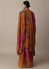 Blossom Orange Silk Print Dhoti Set