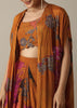 Blossom Orange Silk Print Dhoti Set