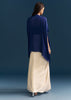 Blue Cape Crop Top Skirt Set With Embroidered Details