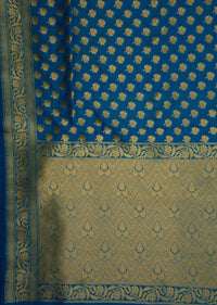 Blue chanderi silk saree weaved saree