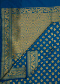 Blue chanderi silk saree weaved saree