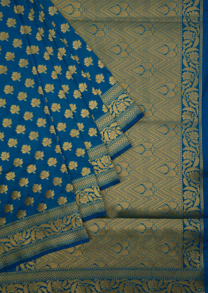 Blue chanderi silk saree weaved saree