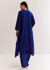 Blue Crepe Kurta Set With Silver Zardosi And Asymmetrical Cut