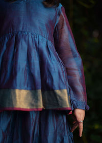 Kalki Girls Blue Dress In Cotton Silk With A Loose Comfort Fit And Tie Up At The Back By Love The World Today