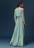 Blue Embroidered Palazzo Set With Coordinated Jacket And Blouse