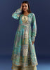 Blue Floral Angrakha Jacket With Gotta Lace Kurta