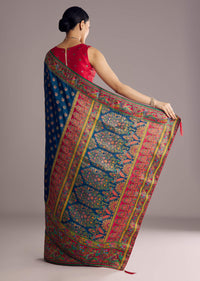 Blue Multicolor Dola Silk Saree With Thread And Butti Motifs