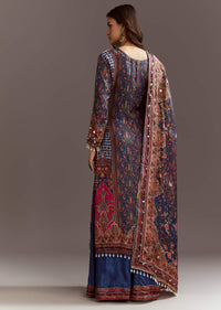 Blue Printed Gotta Lace Sequin Kurta Set With Floral Print Dupatta