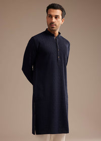 Blue Rayon Embroidered Kurta Set