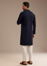 Blue Rayon Embroidered Kurta Set