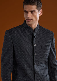 Blue Rayon Mens Jodhpuri With Beads And Thread Work