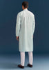 Blue Silk Kurta Set For Men With Mirror Embroidery
