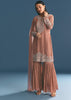 Peach Silk Kurta Sharara Suit With Cutdana Sequins Work