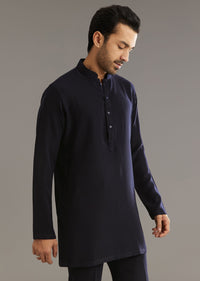 Blue Suiting Indo Western Set With Beaded Work