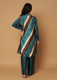 Deep Green Cotton Silk Tie-Dye Top With Palazzo