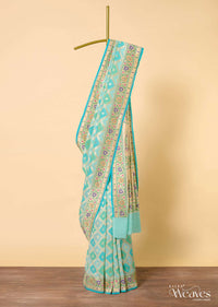 Blue Banarasi Saree With Rangkat Zari Elegance