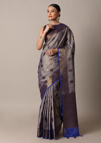 Blue Banarasi Tunchui Silk Saree With Tassel Pallu And Unstitched Blouse Piece