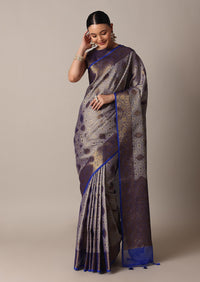 Blue Banarasi Tunchui Silk Saree With Tassel Pallu And Unstitched Blouse Piece